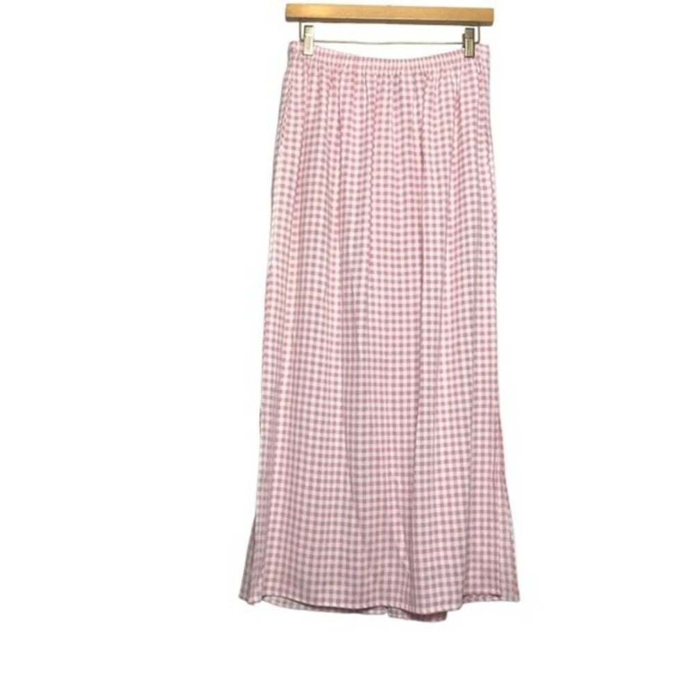 VINTAGE Gingham Plaid Midi Maxi Skirt medium - Picture 6 of 10